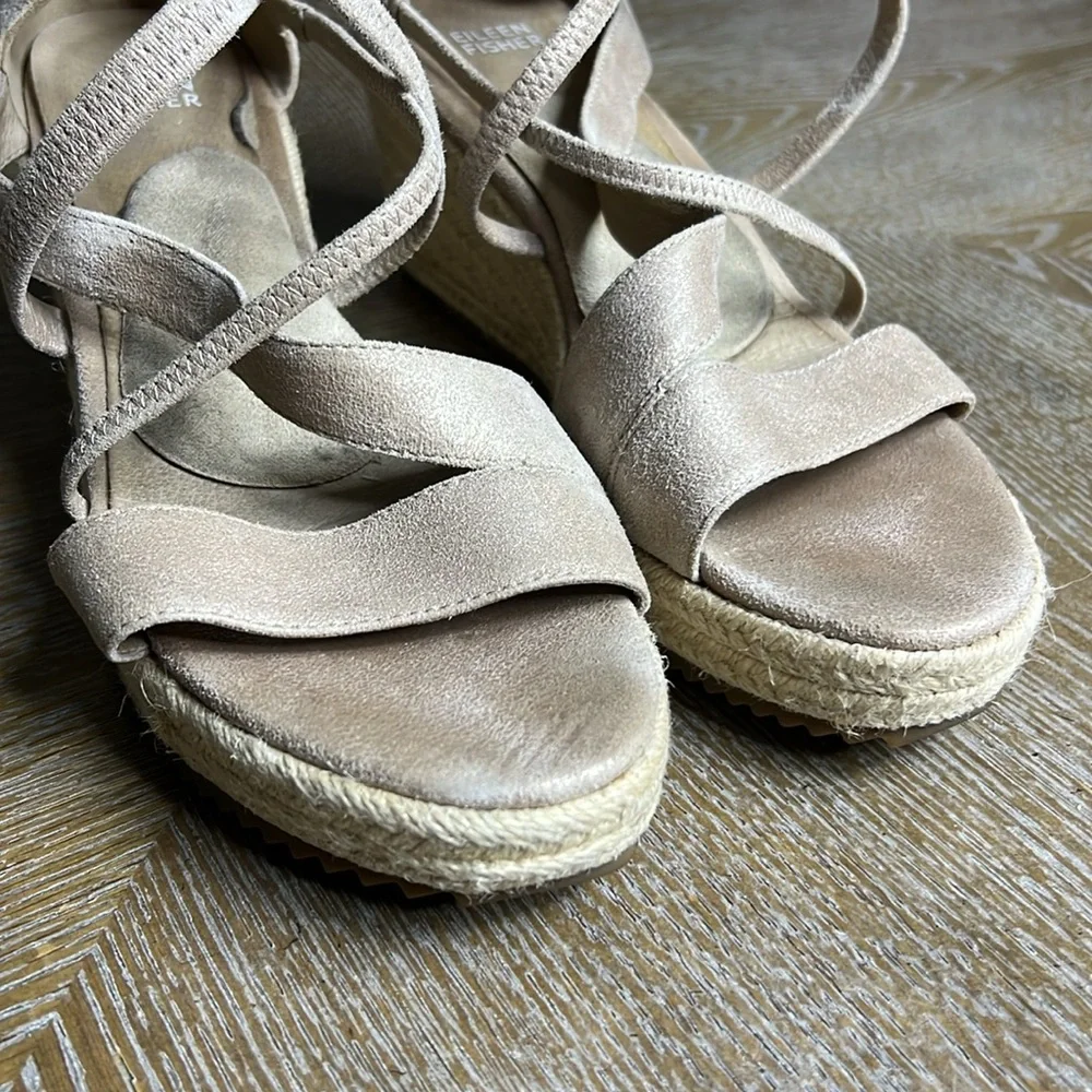 EILEEN FISHER Suede Wanda Espadrille Sandals 10